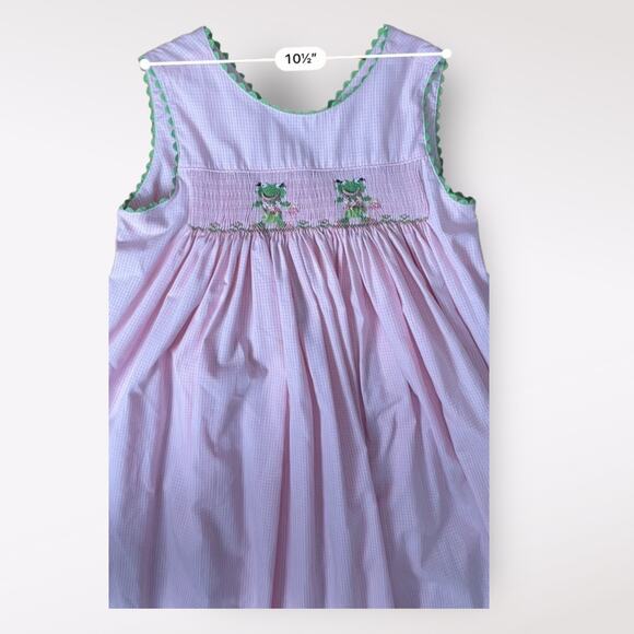 Amanda Remembered Pink Gingham Smocked‎ Hula Frogs Wrap Dress Size 6 - Picture 6 of 6